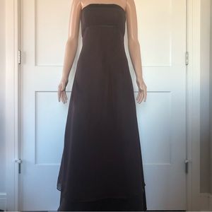 Jordan Satin Chiffon Brown Strapless Long Gown Dress 0 2 XS